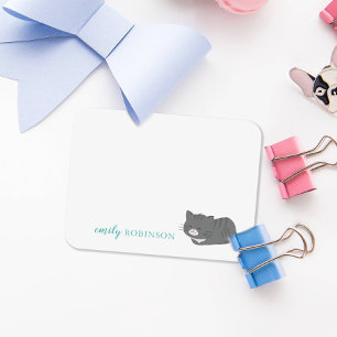 Personalised Cute Grey Cat Note Card