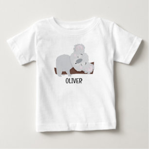 Personalised Cute Grey Koala Bear Baby T-Shirt