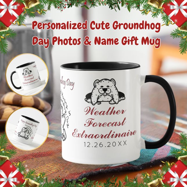 Personalised Cute Groundhog Day Photos & Name Gift Mug (Creator Uploaded)