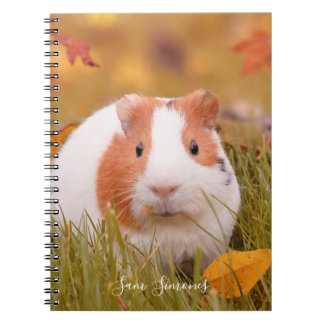 Personalised / Cute Guinea Pig & Autumn Leaves Notebook