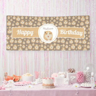 Personalised Cute Hamster Pattern Birthday Party  Banner