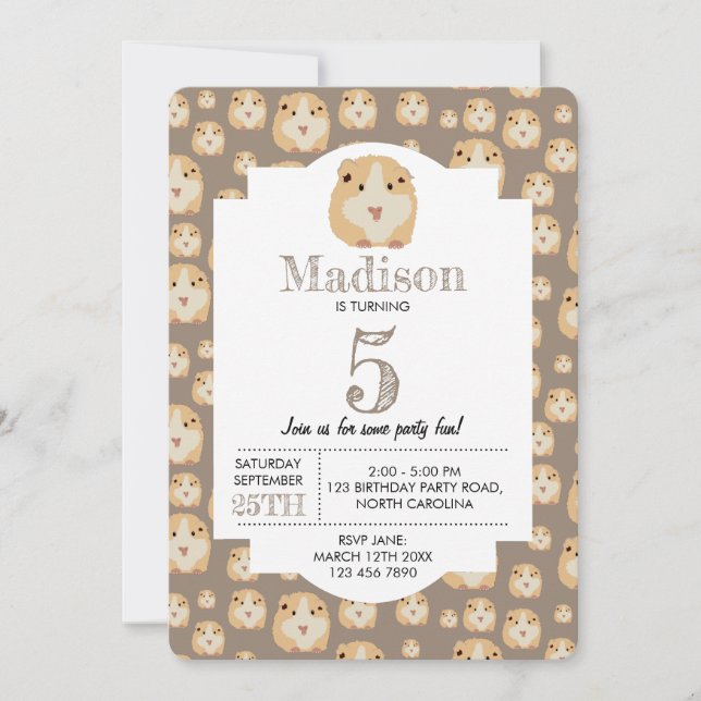 Personalised Cute Hamster Pattern Birthday Party   Invitation (Front)