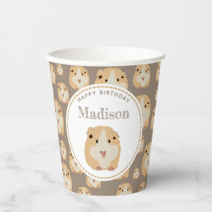 Personalised Cute Hamster Pattern Birthday Party Paper Cups