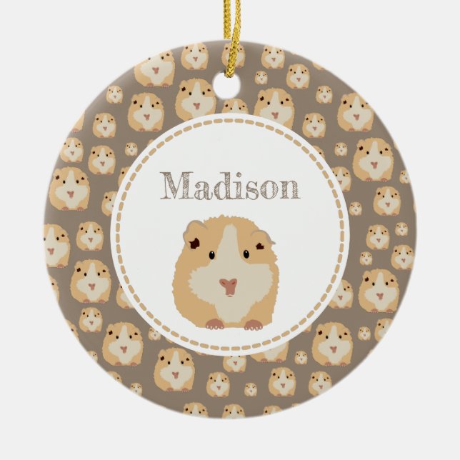 Personalised Cute Hamster Pattern  Ceramic Tree Decoration (Front)