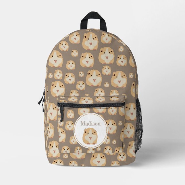 Personalised Cute Hamster Pattern Name Printed Backpack (Front)