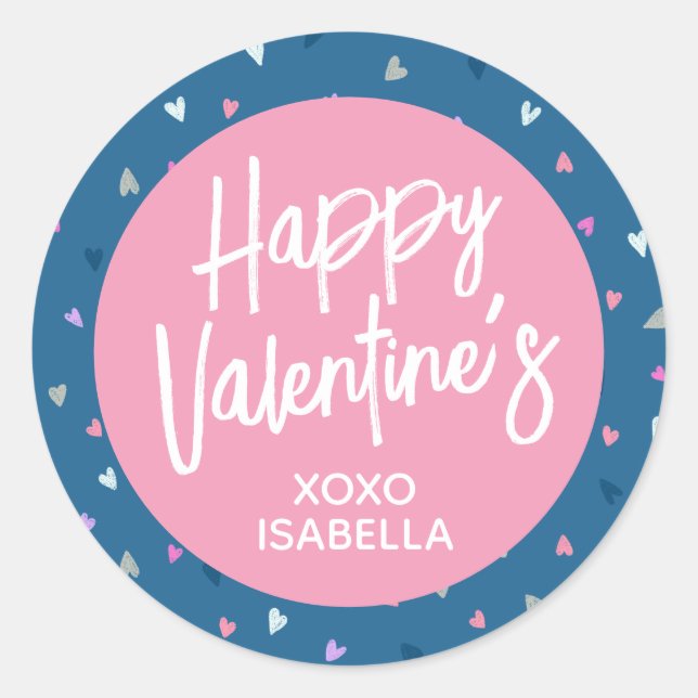 Personalised Cute Happy Valentines Sticker (Front)