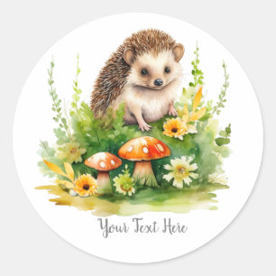 Personalised Cute Hedgehog Classic Round Sticker