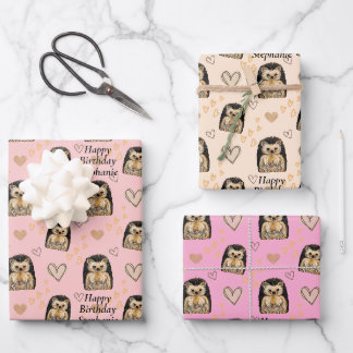 Personalised Cute Hedgehog Gift Wrapping Paper