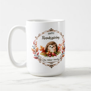 Personalised Cute Hedgehog Happy Thanksgiving Coffee Mug