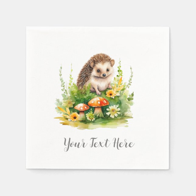 Personalised Cute Hedgehog Napkin (Front)