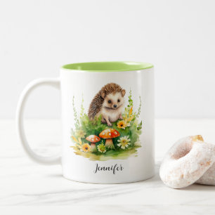 Personalised Cute Hedgehog Two-Tone Coffee Mug