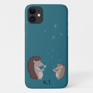 Personalised Cute Hedgehogs With Dandelions iPhone 11 Case
