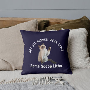 Personalised Cute Hero Cat Dad Father's Day Funny Cushion