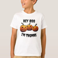 Personalised Cute Hey Boo pumpkins Halloween boys