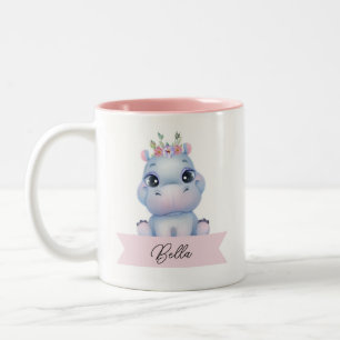 Personalised cute hippo Two-Tone coffee mug
