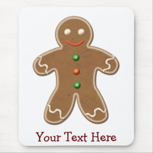 Personalised Cute Holiday Gingerbread Man Mouse Mat
