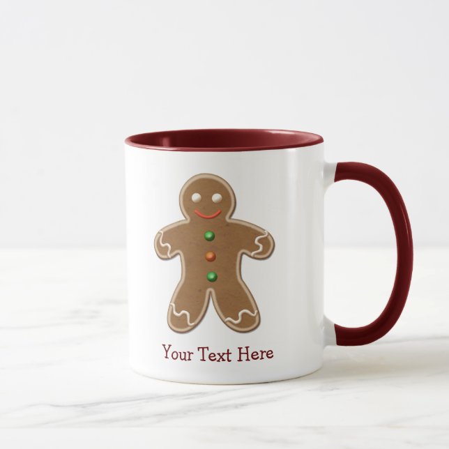Personalised Cute Holiday Gingerbread Man Mug (Right)