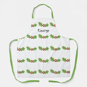 Personalised Cute Holly & Berries Christmas Apron