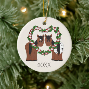 Personalised Cute Horse Couple Christmas Ceramic Tree Decoration