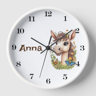 Personalised Cute Horse Wall Clock: Charming and C Clock