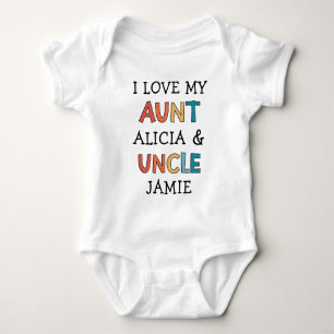 Personalised Cute I Love My Aunt and Uncle Baby Bodysuit