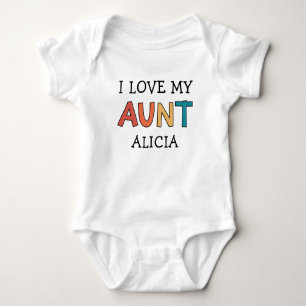 Personalised Cute I Love My Aunt Best Aunt Retro  Baby Bodysuit