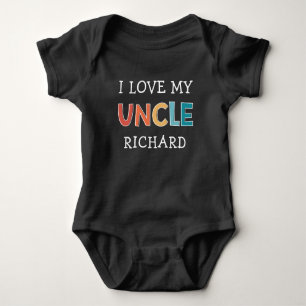 Personalised Cute I Love My Uncle Best Uncle Retro Baby Bodysuit