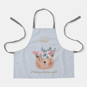 Personalised Cute I Love You Beary  Apron