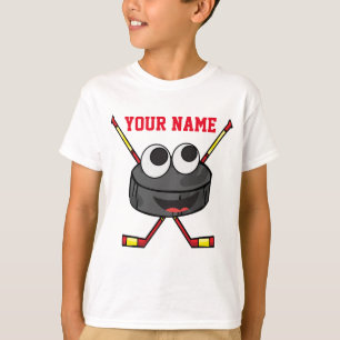 Personalised cute Ice Hockey puck and sticks T-Shirt