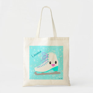 Personalised Cute Ice Skate Kawaii Blue Skating Tote Bag