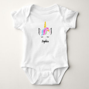 Personalised Cute Illustration Unicorn Baby Bodysuit