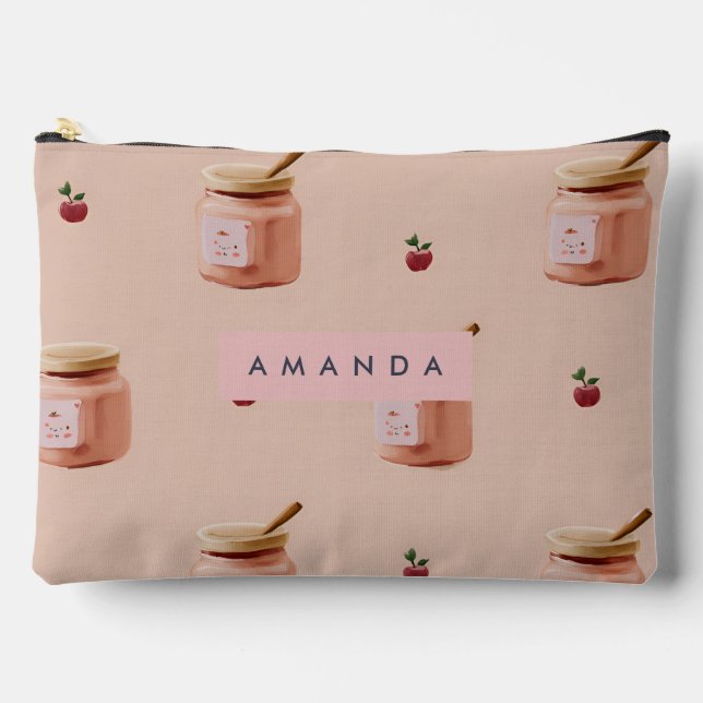 Personalised Cute Jam Jar Pattern Accessory Pouch (Front)