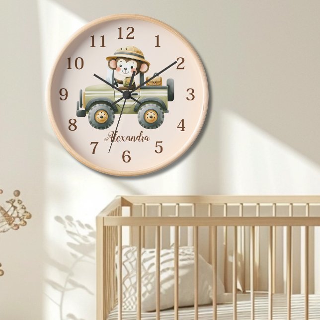Personalised Cute Jungle Animals Kids  Clock (Creator Uploaded)