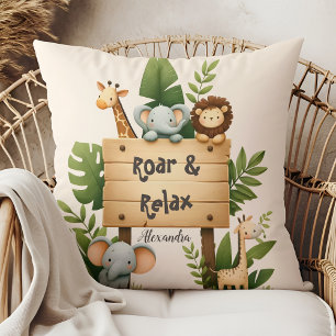 Personalised Cute Jungle Animals Kids  Cushion