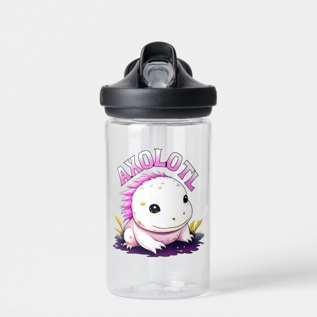 Personalised Cute Kawaii Axolotl  Water Bottle (Front)