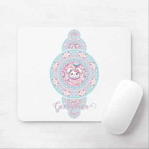 Personalised Cute Kawaii Bunny Ornamental Mandala Mouse Mat