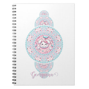 Personalised Cute Kawaii Bunny Ornamental Mandala Notebook