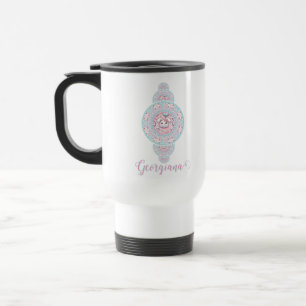 Personalised Cute Kawaii Bunny Ornamental Mandala Travel Mug