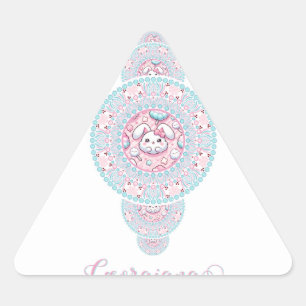 Personalised Cute Kawaii Bunny Ornamental Mandala Triangle Sticker