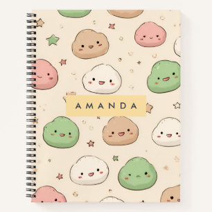 Personalised Cute Kawaii Mochi Pattern Notebook