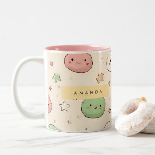 Personalised Cute Kawaii Mochi Pattern Two-Tone Coffee Mug
