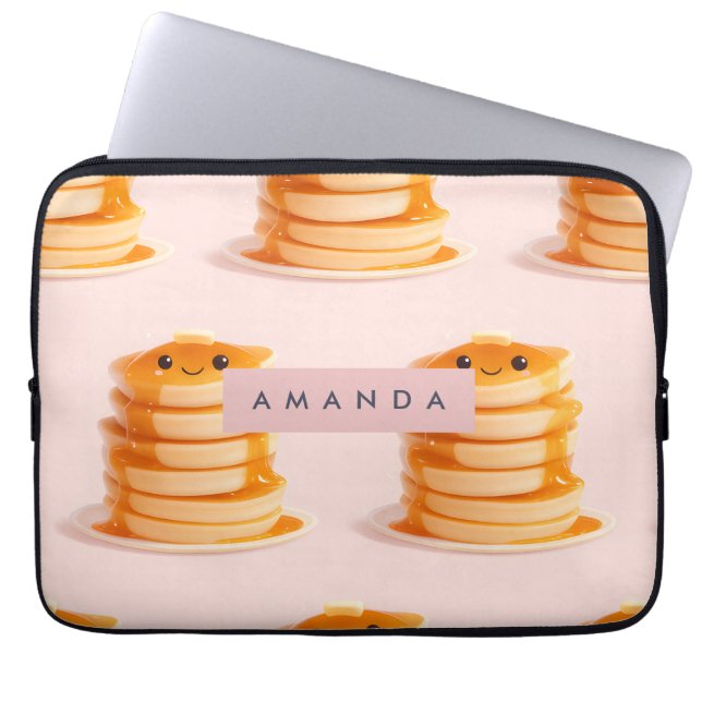 Personalised Cute Kawaii Pancake Stack with Syrup Laptop Sleeve (Front)