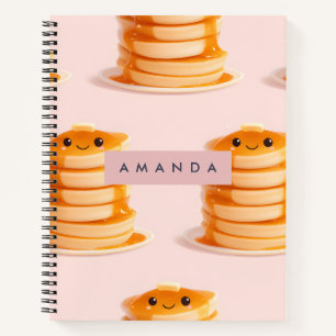 Personalised Cute Kawaii Pancake Stack with Syrup Notebook