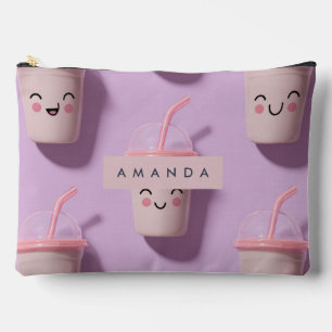 Personalised Cute Kawaii Pastel Smoothie Cup Faces Accessory Pouch
