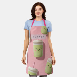 Personalised Cute Kawaii Pastel Smoothie Matcha Apron