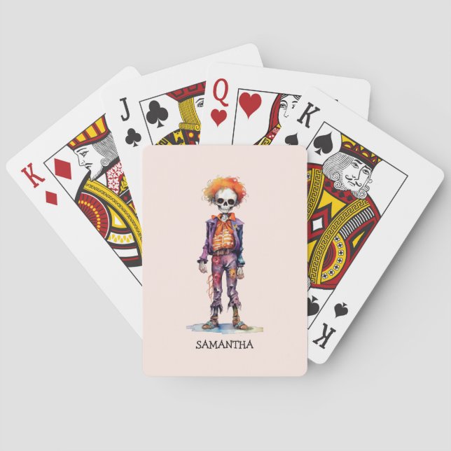 Personalised Cute Kid Zombie Halloween (6) Playing Cards (Back)
