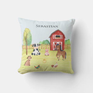 Personalised cute kids farm animals cushion