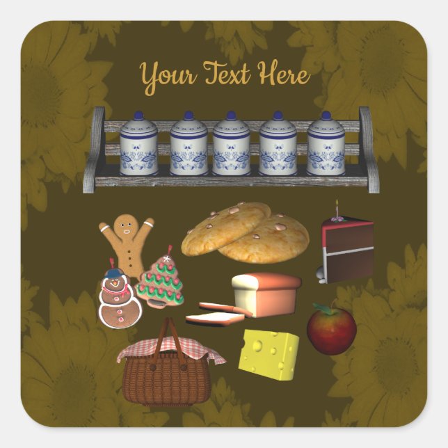 Personalised Cute Kitchen Design    Square Sticker (Front)