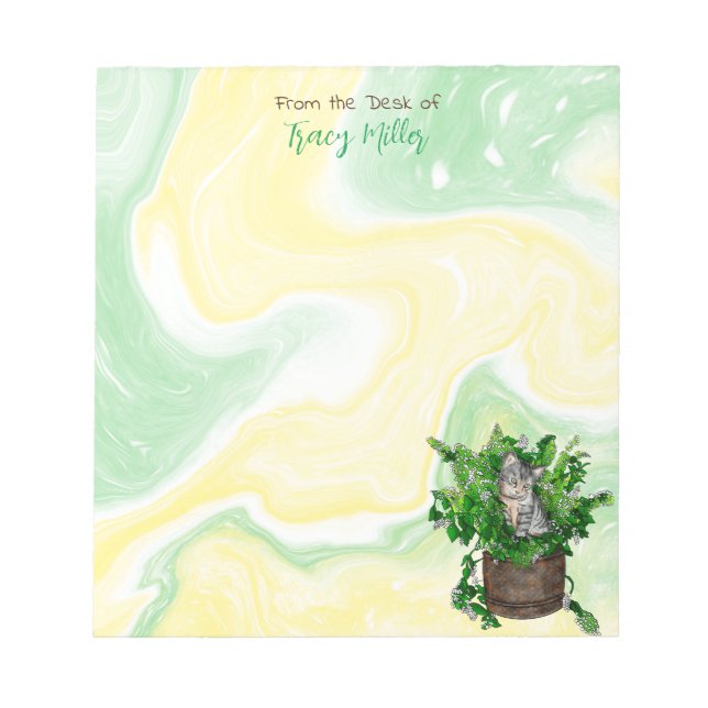 Personalised Cute Kitten in Catnip     Notepad (Front)