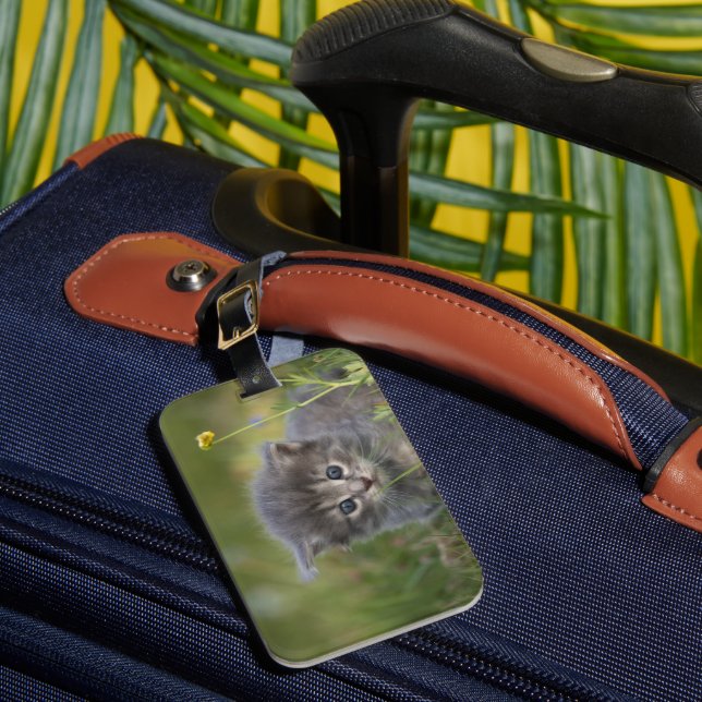 Personalised Cute Kitten Luggage Tag (Front Insitu 1)